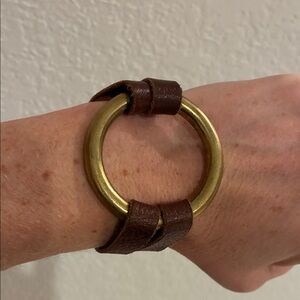Brown Leather and Gold Bracelet